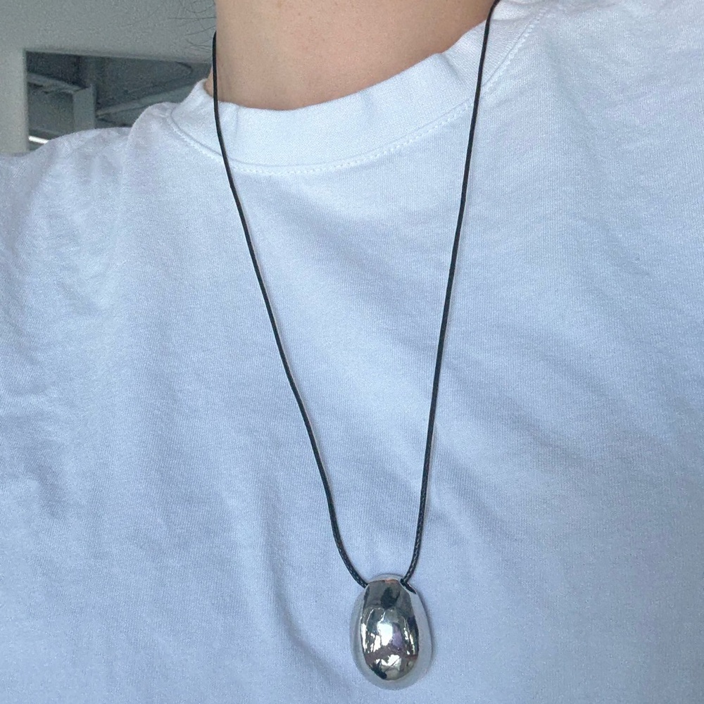Silver Pendant Necklace with long straps